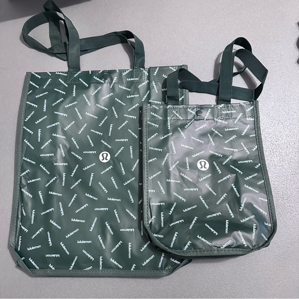 NEW Set of Large & Med Lululemon Tote Bag Holiday Edition Green Shopping Tote